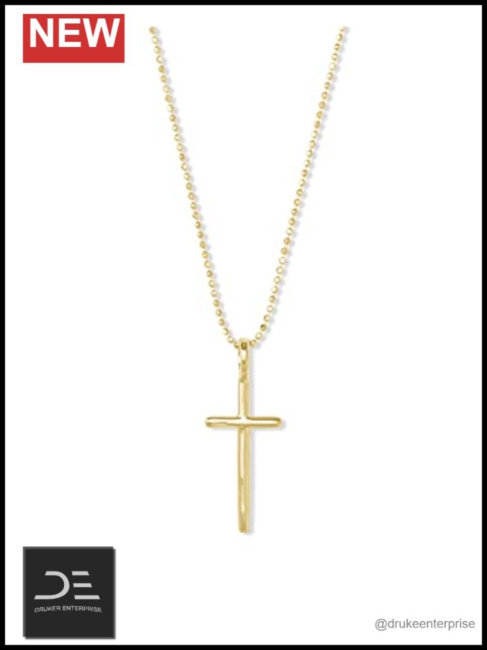 18k Gold Vermeil Sterling Silver Cross Charm Necklace